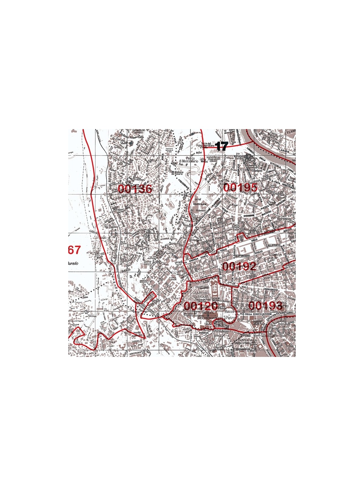 Codigo Postal Roma Color plan of Rome with postal codes
