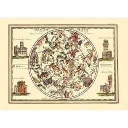 Carta antica del Planisfero Celeste Settentrionale 1790