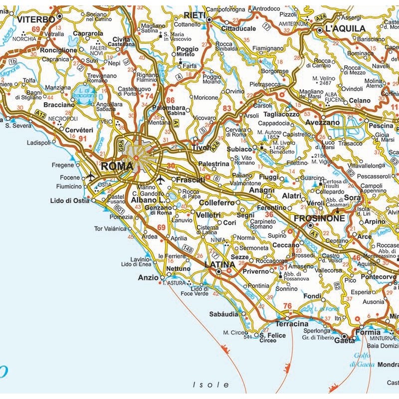 Road map of Italy