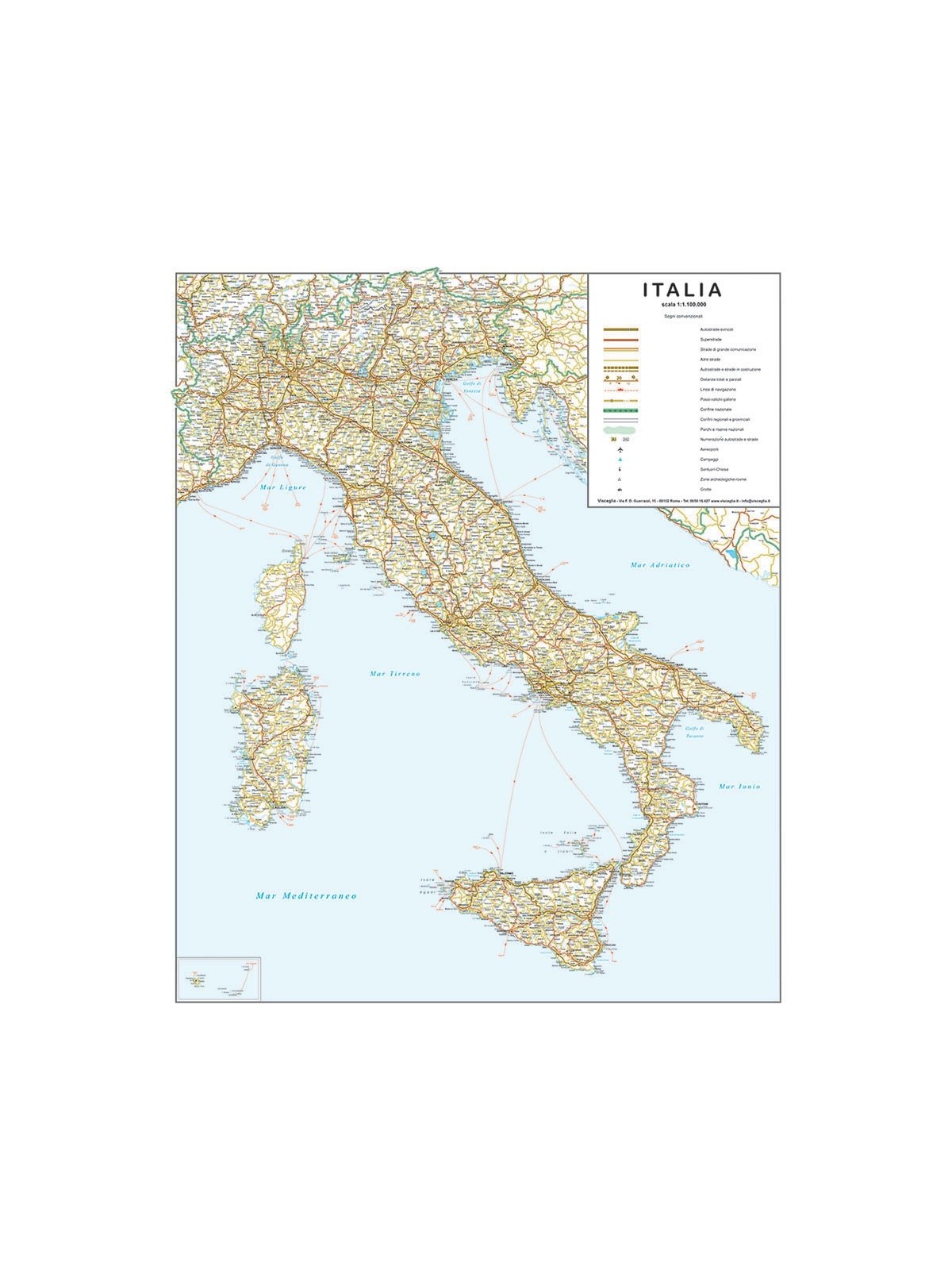 Road map of Italy