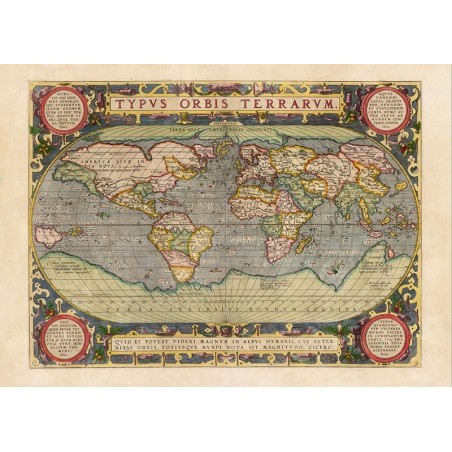 Carta geografica antica del Mondo 1570