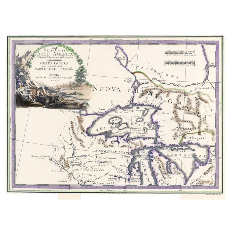 Antique map of Canada , United States and Florida, first sheet