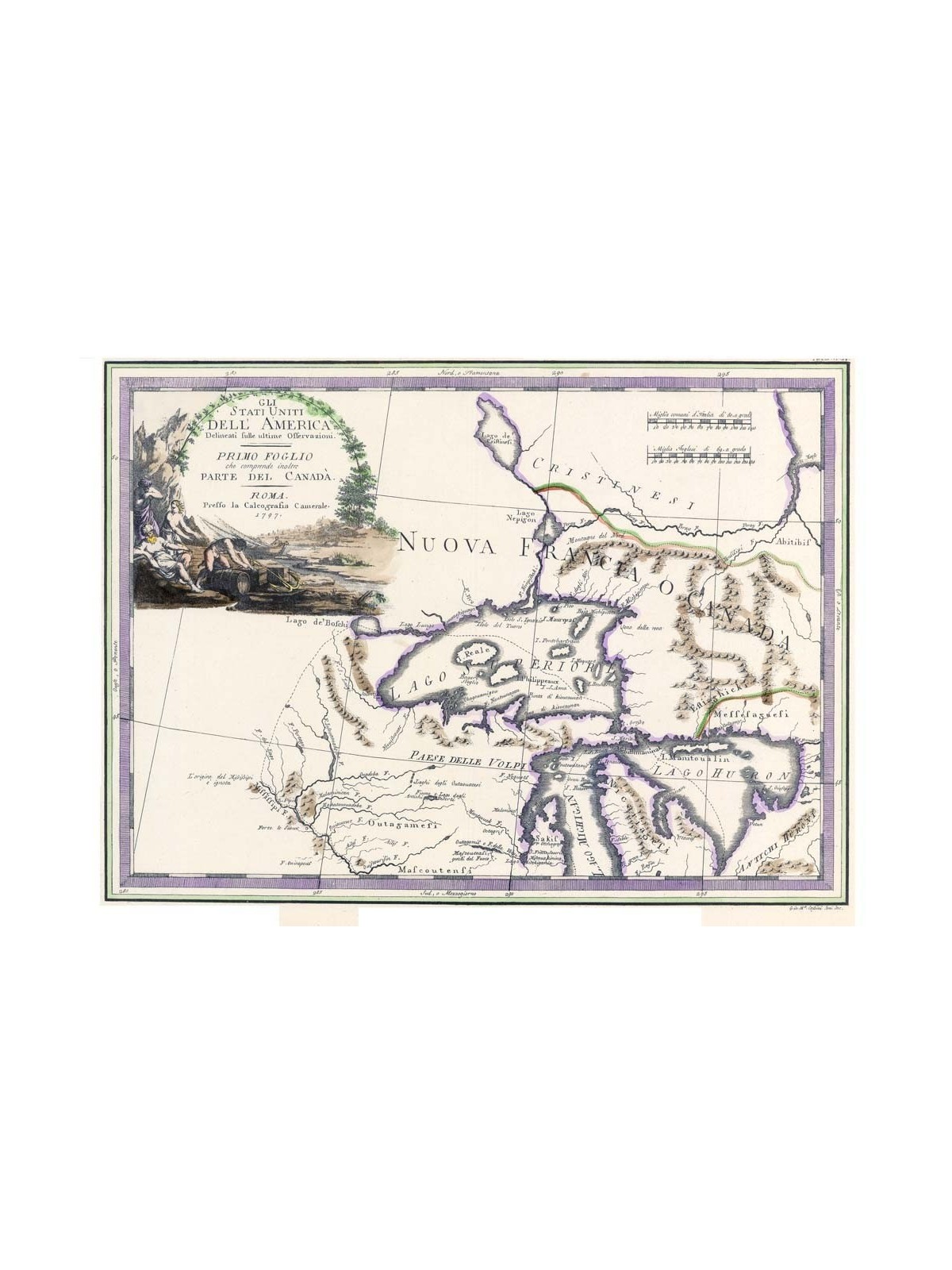 Antique map of Canada , United States and Florida, first sheet