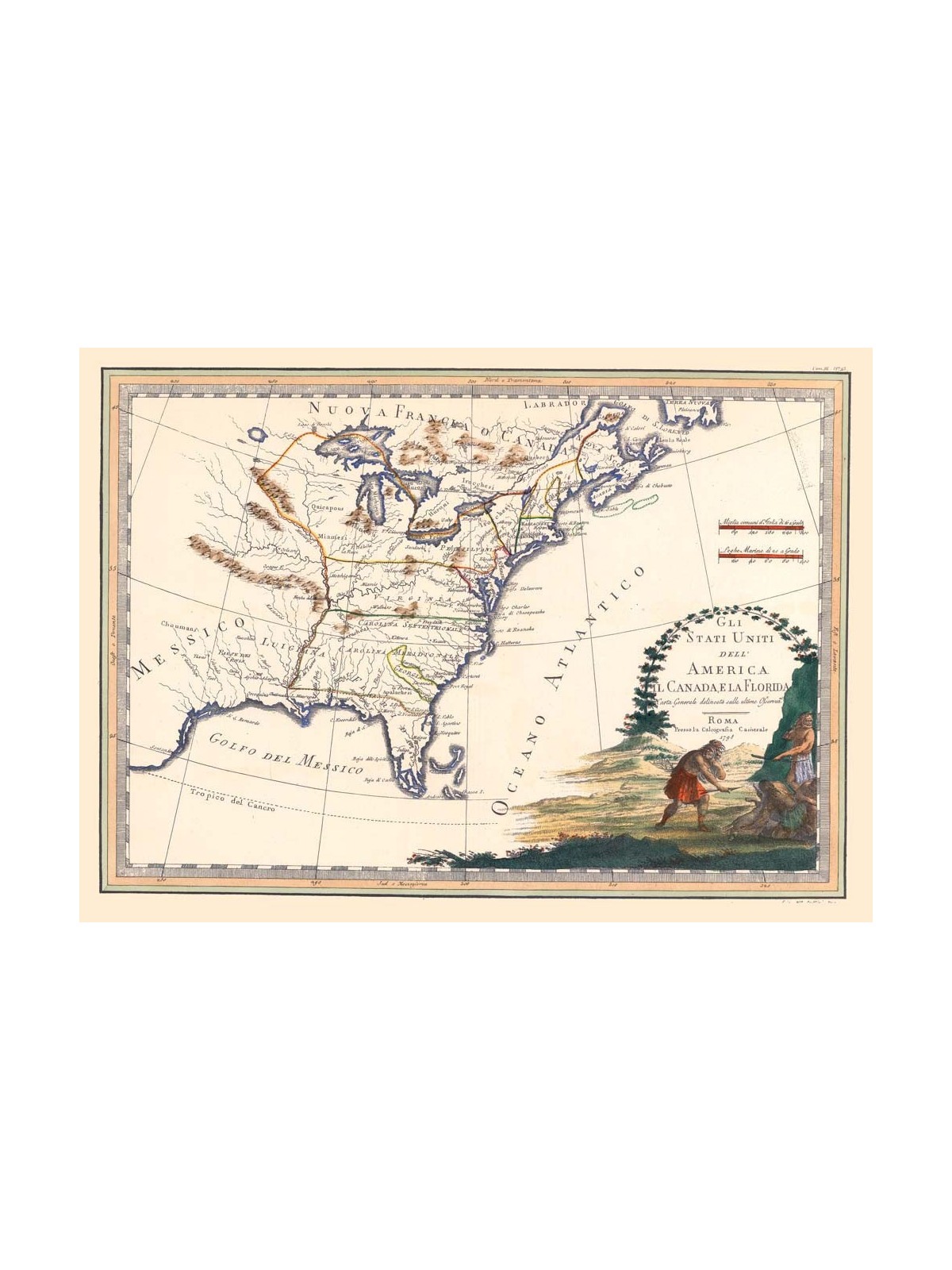 Antique map of Canada , United States and Florida,second sheet