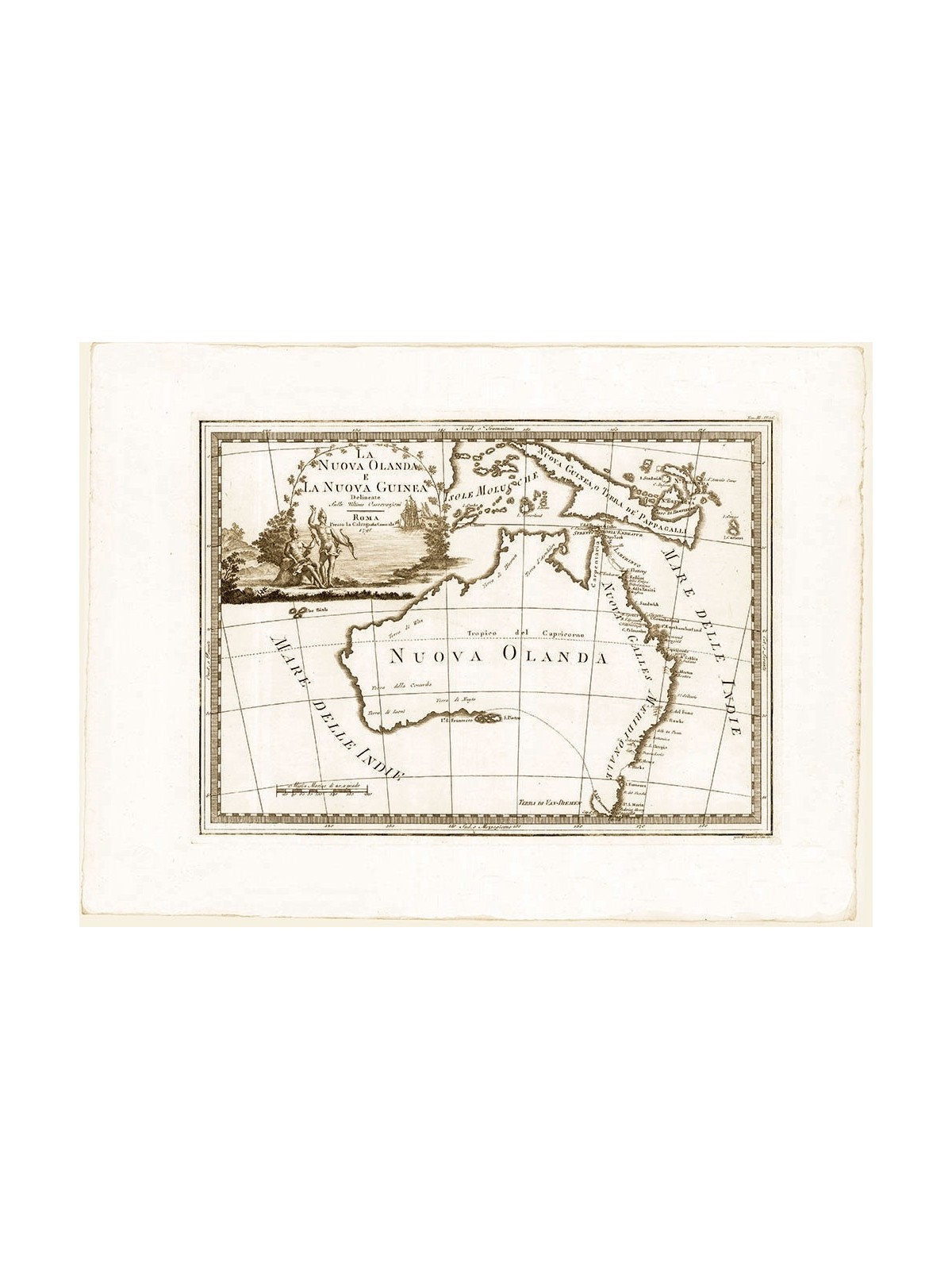 Antique map of New Holland and New Guinea