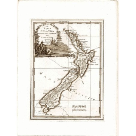 Carta geografica antica della Nuova Zelanda 1798