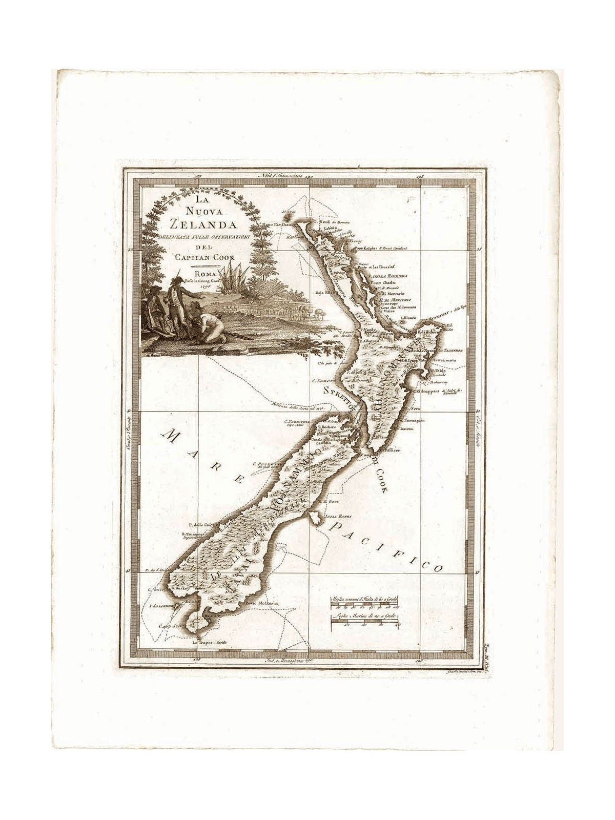 Antique map of New Zealand