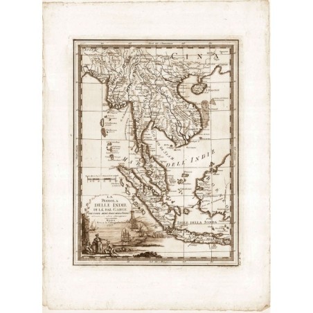 Carta geografica antica della Penisola delle Indie 1797