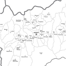Map of Valle d'Aosta with postal codes