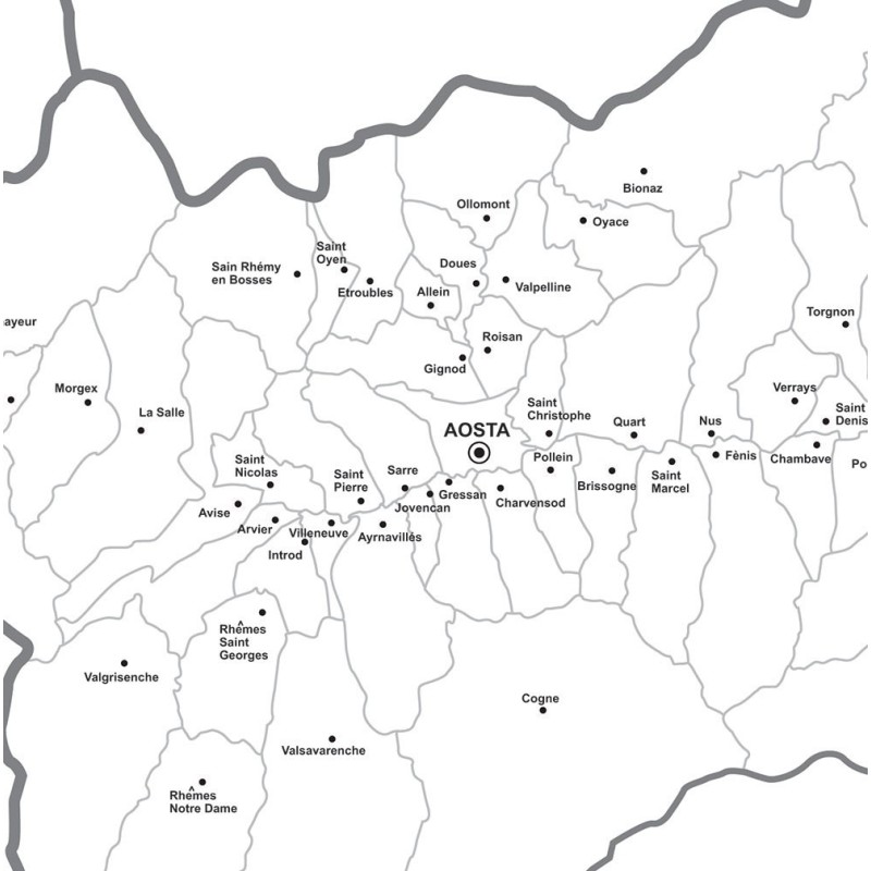 Map of Valle d'Aosta with postal codes