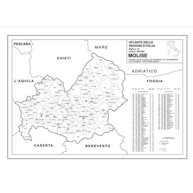 Map of Basilicata with postal codes