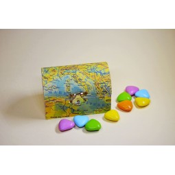 Porta fedi bauletto in legno con carte geografiche