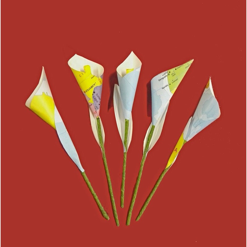 Calla decorativa con carta geografica