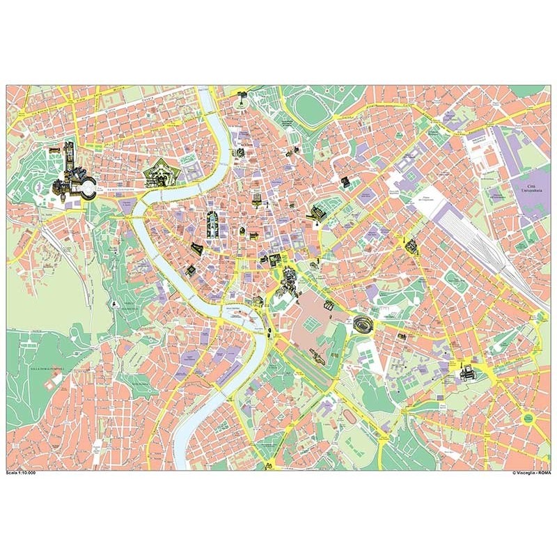 Carta stradale della città di Roma