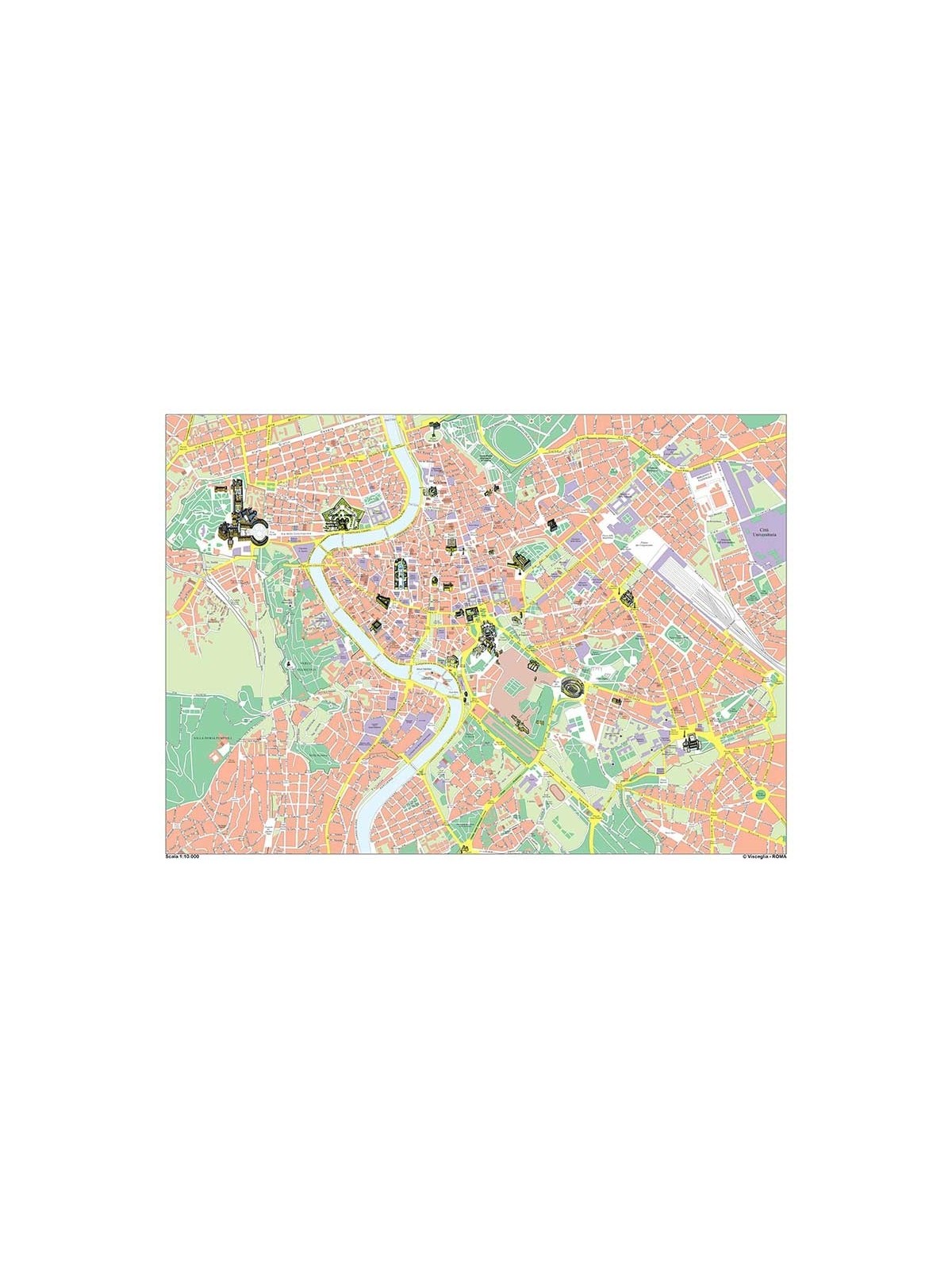 Carta stradale della città di Roma