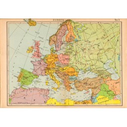 Carta geografica vintage dell'Europa 1940