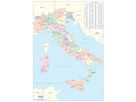 Carta geografica dell'Italia amministrativa a colori
