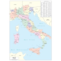 Carta geografica dell'Italia amministrativa a colori
