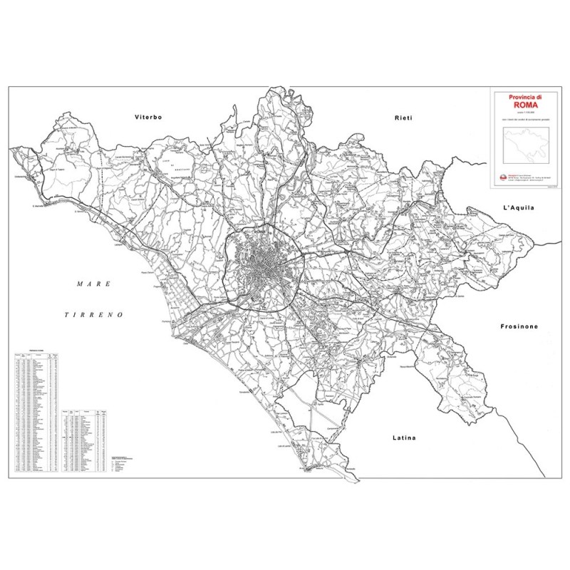 Road map of province of Rome 