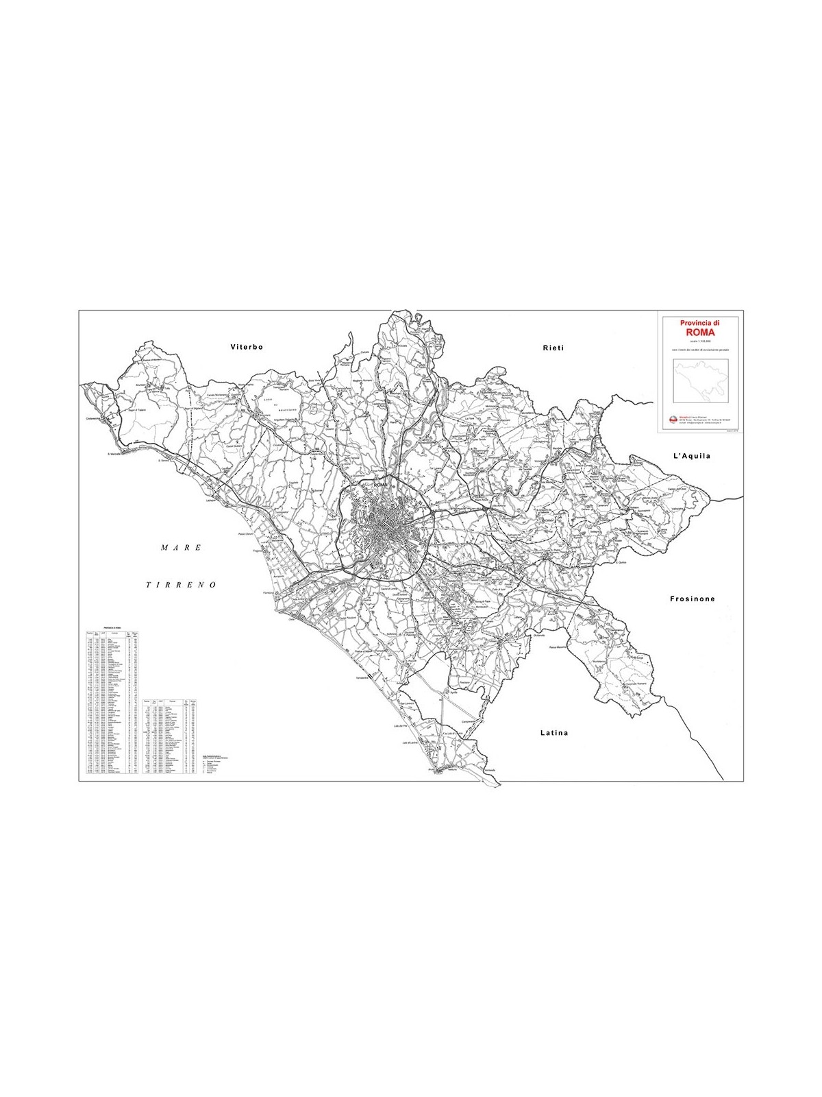 Road map of province of Rome 