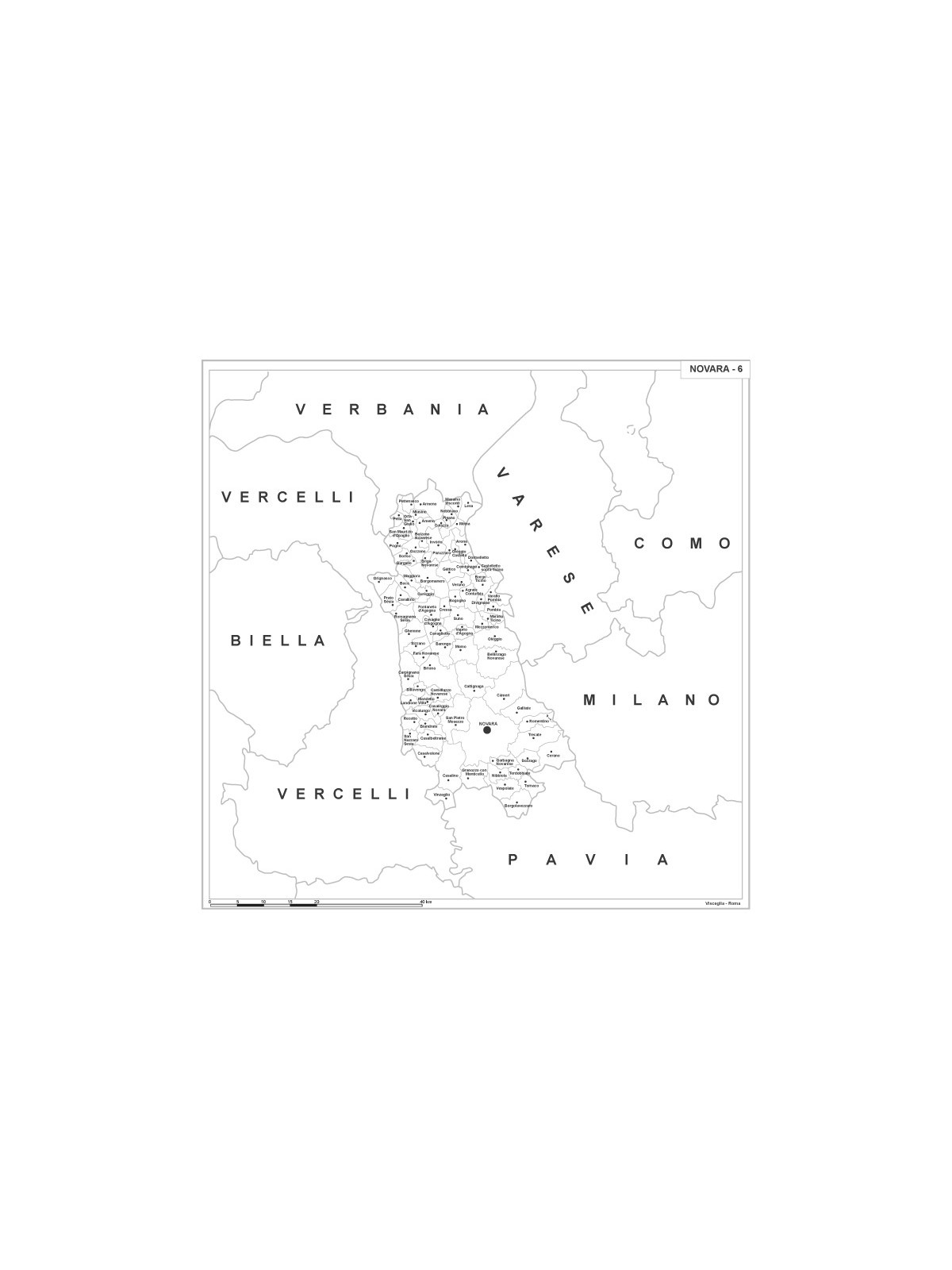 Carta della provincia di Novara