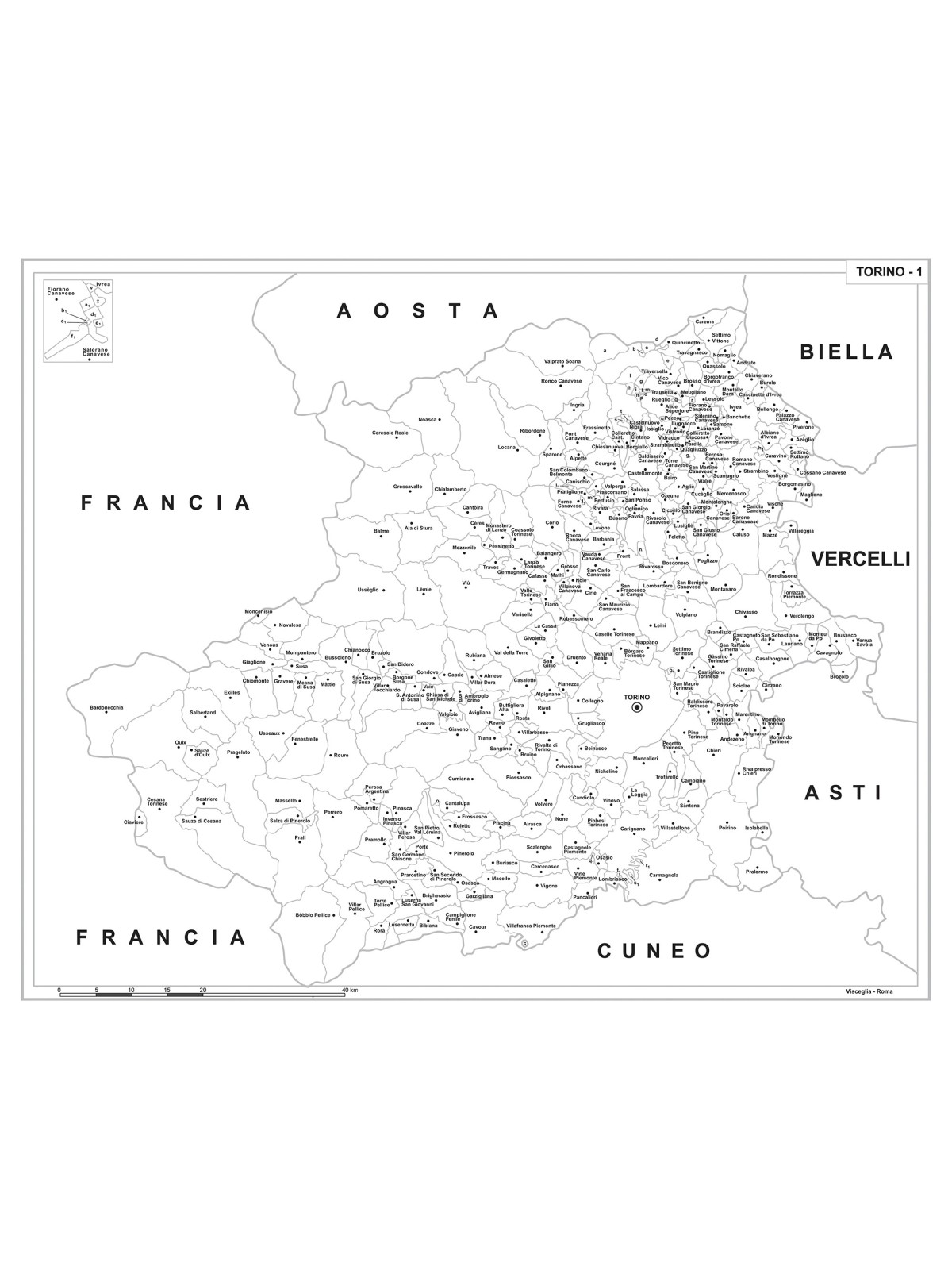 Map of Abruzzo with postal codes