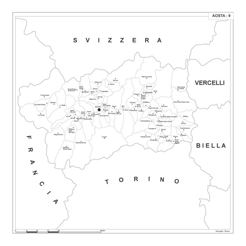 Carta della provincia di Aosta