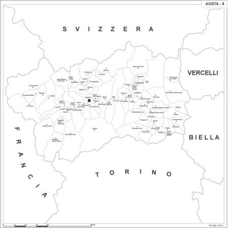 Carta della provincia di Aosta