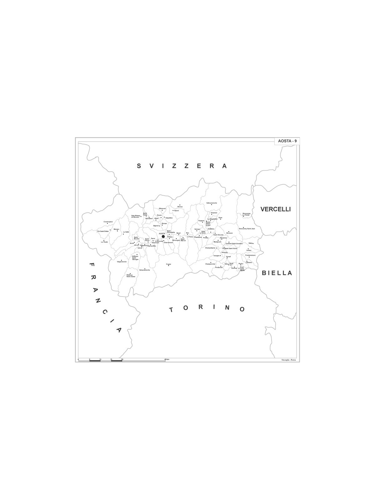 Map of Abruzzo with postal codes
