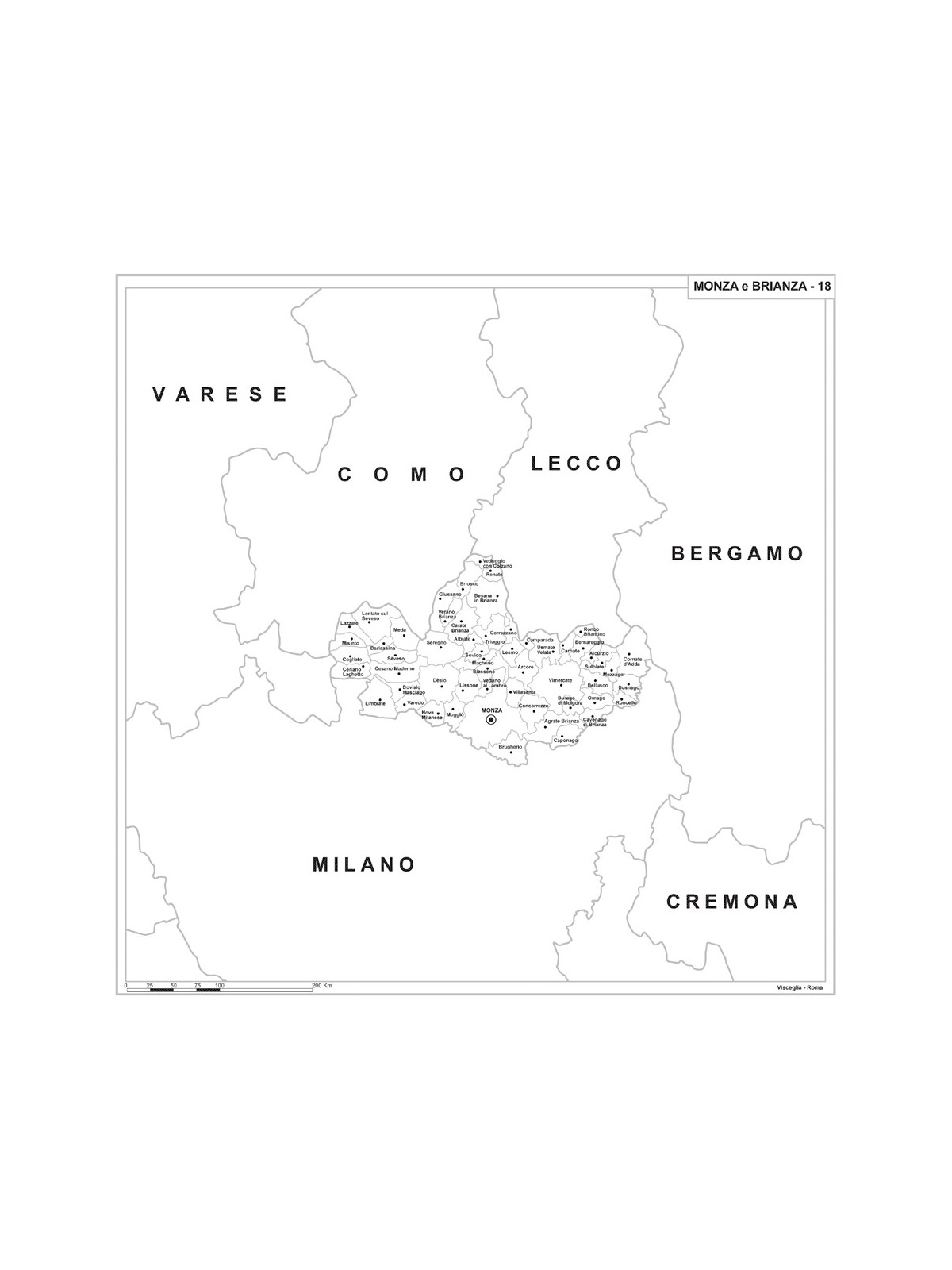 Carta della provincia di Monza e Brianza