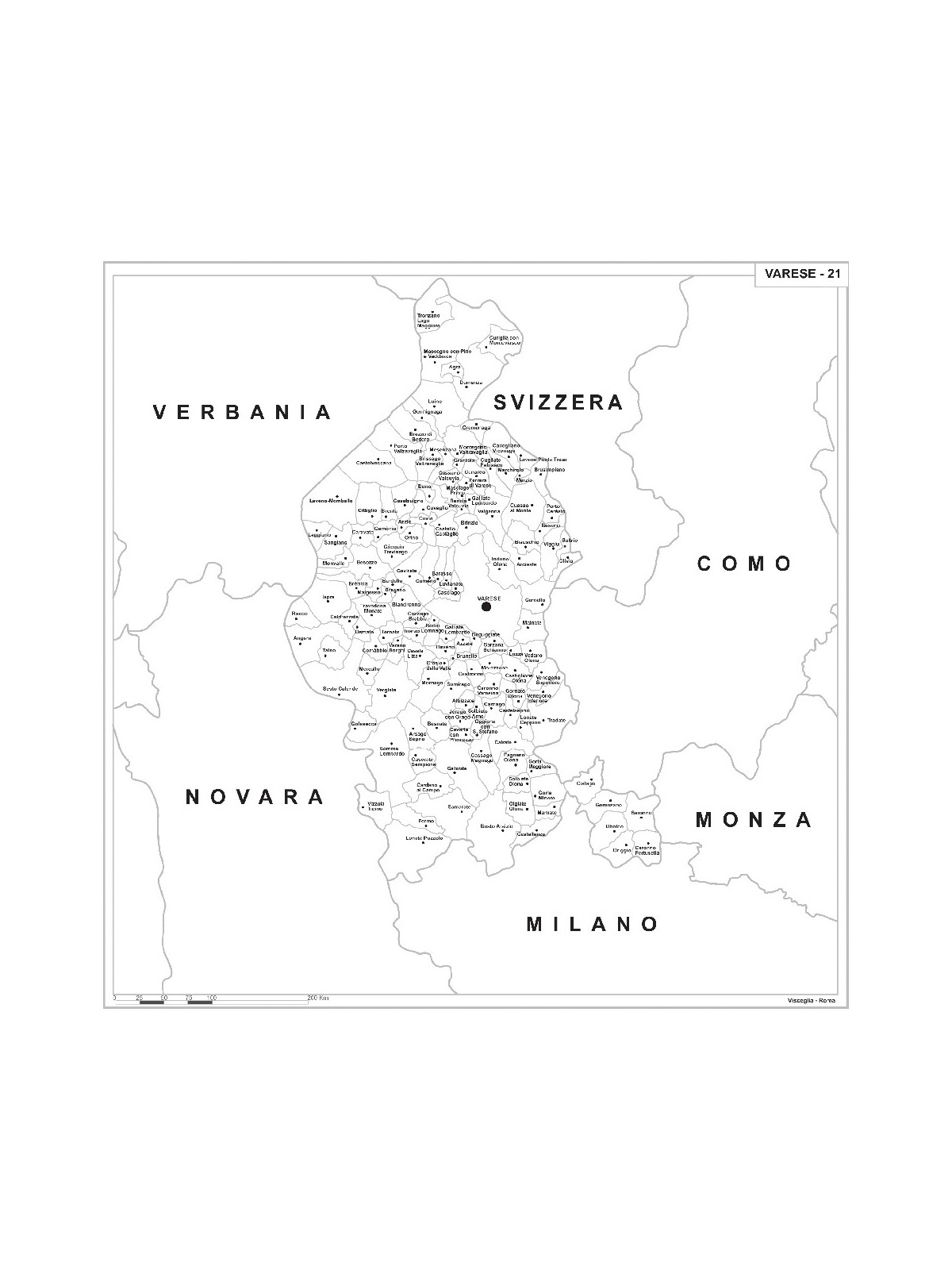 Map of Abruzzo with postal codes