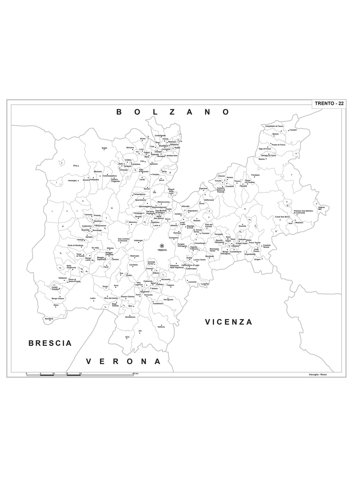 Carta della provincia di Trento