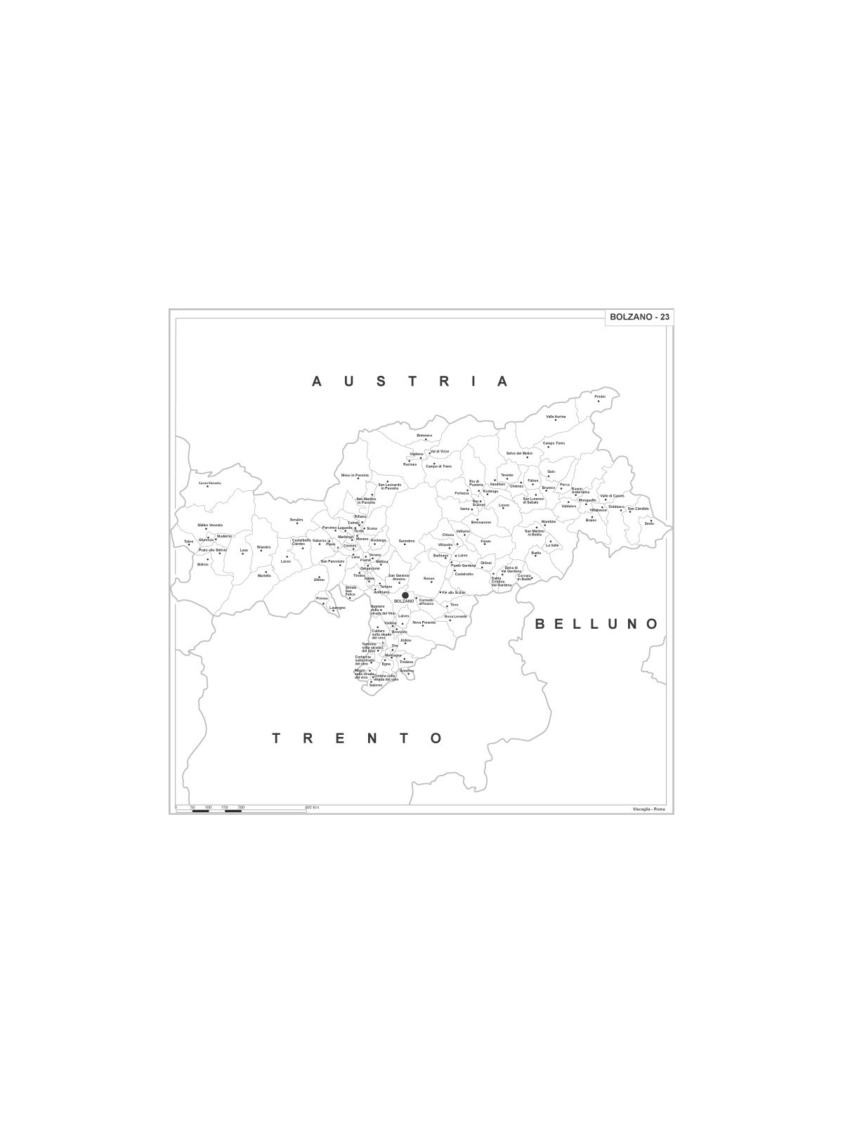Carta della provincia di Bolzano