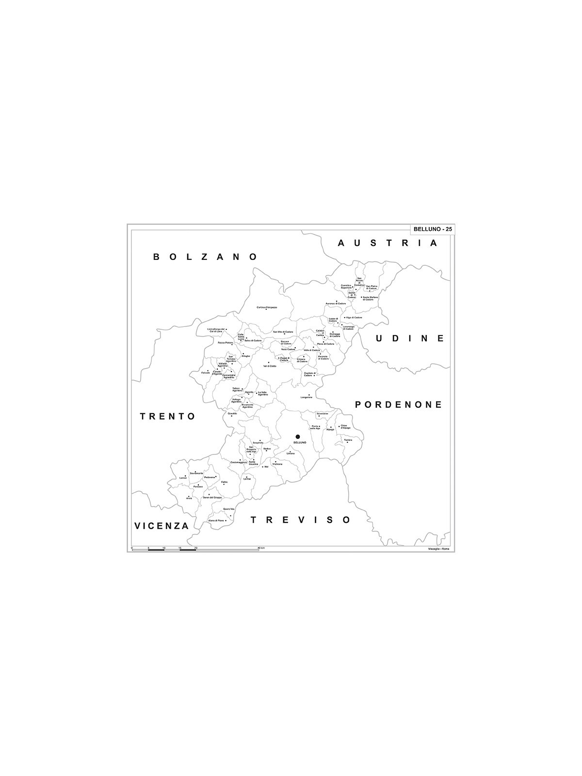 Map of Abruzzo with postal codes