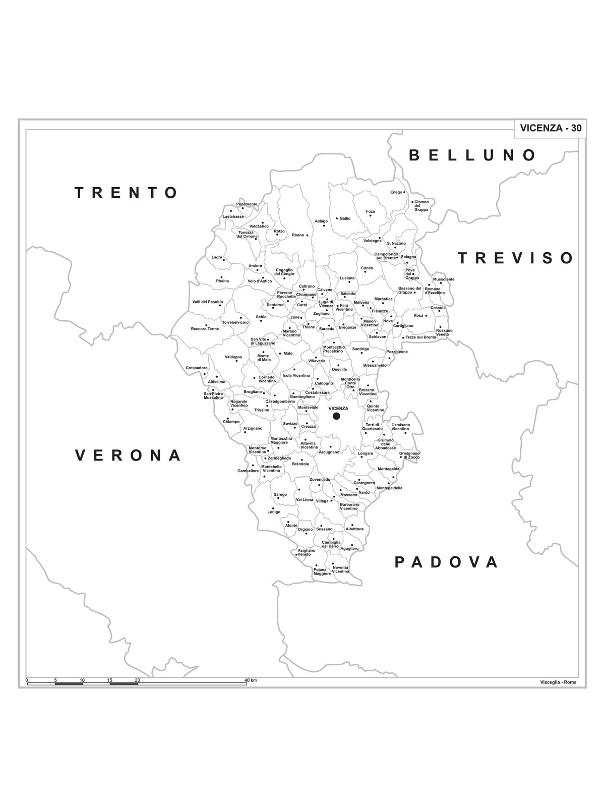 Map of Abruzzo with postal codes