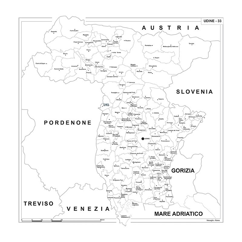 Carta della provincia di Udine