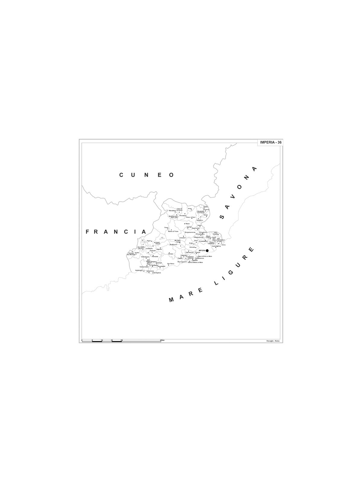 Map of Abruzzo with postal codes