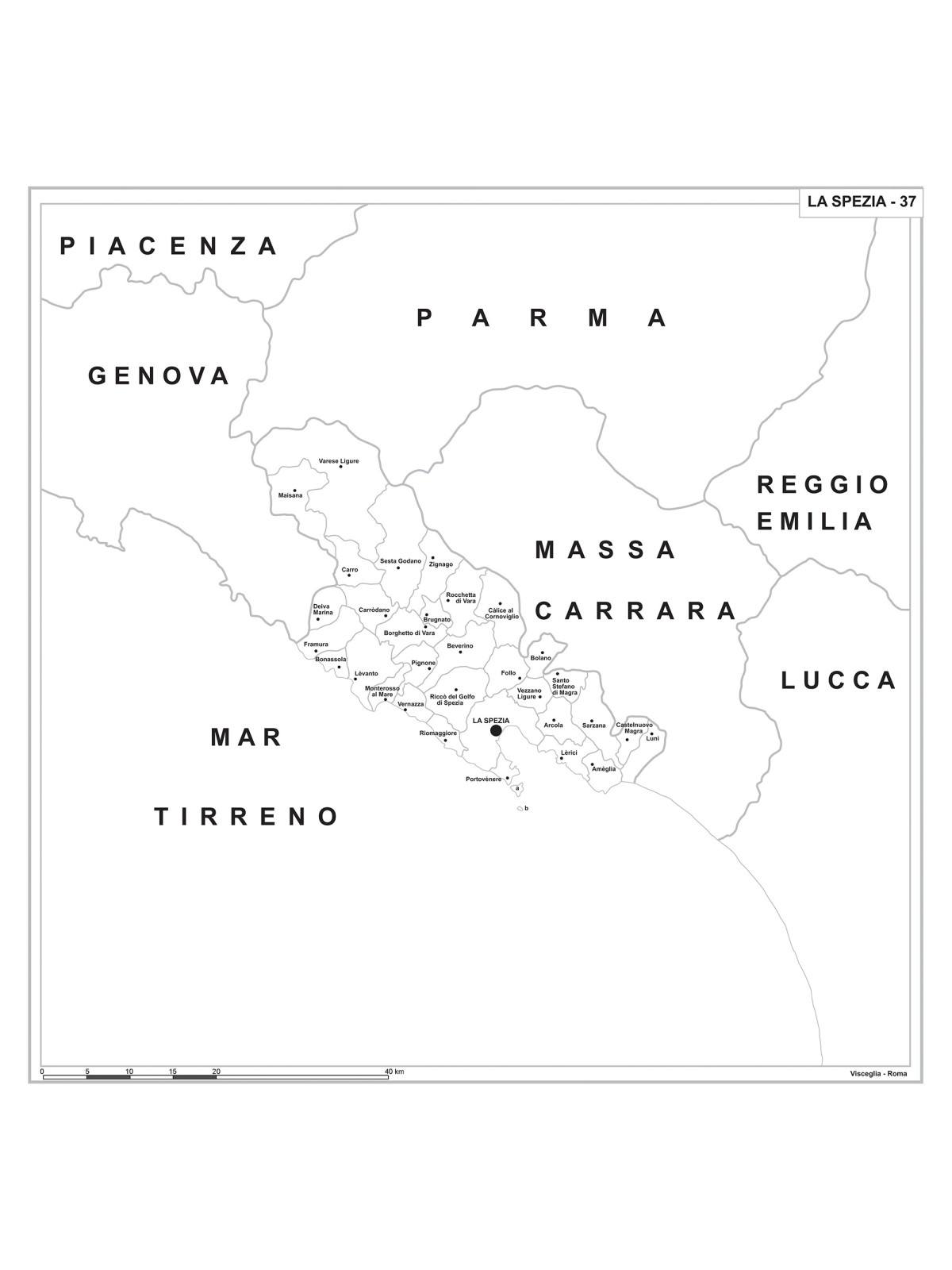 Map of Abruzzo with postal codes