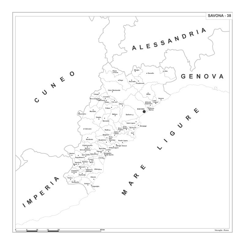 Map of Abruzzo with postal codes