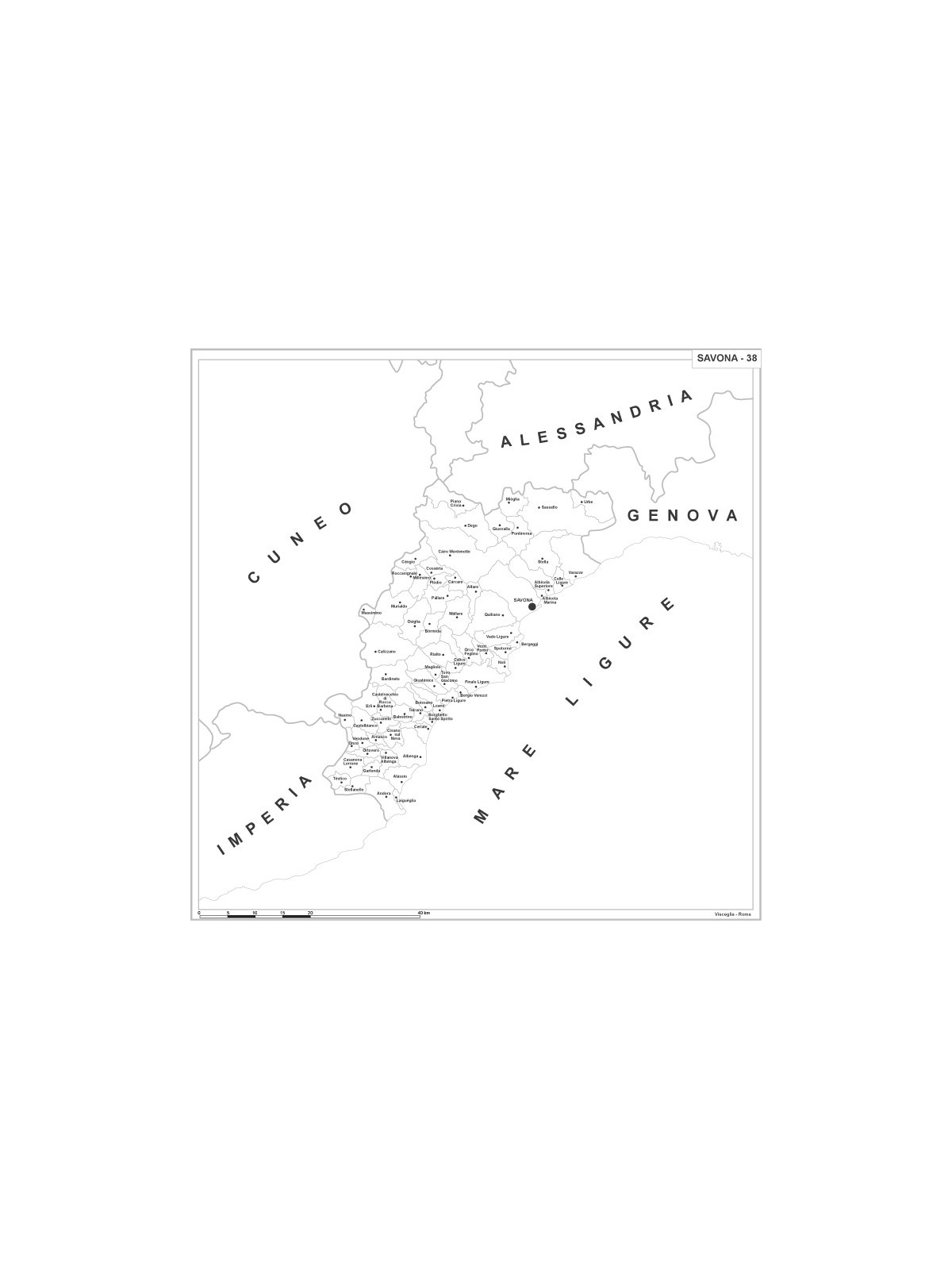 Map of Abruzzo with postal codes