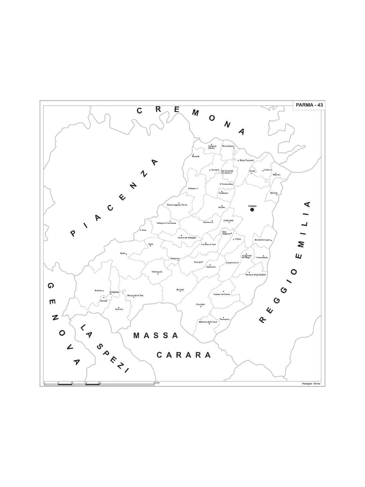 Map of Abruzzo with postal codes