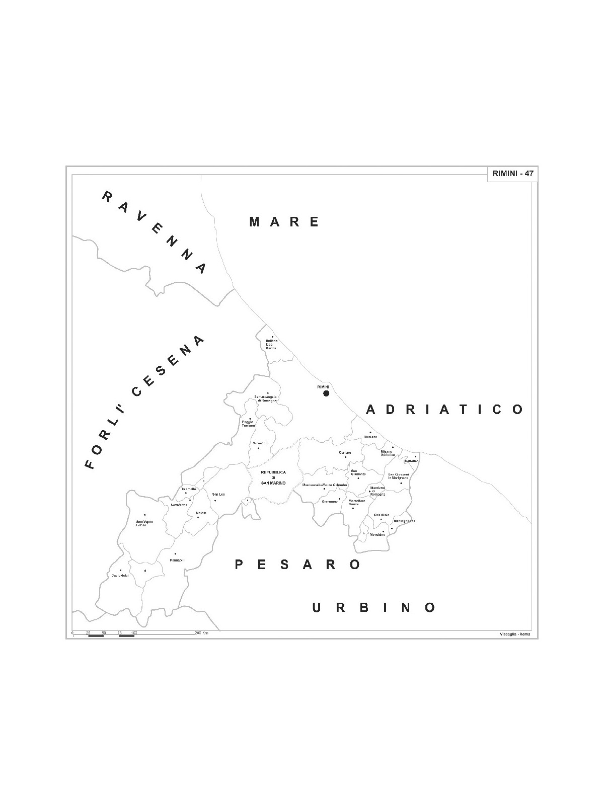 Map of Abruzzo with postal codes