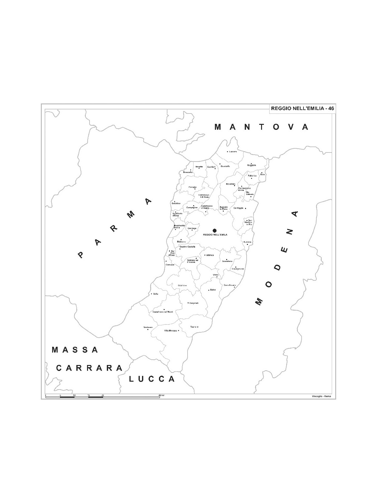 Map of Abruzzo with postal codes