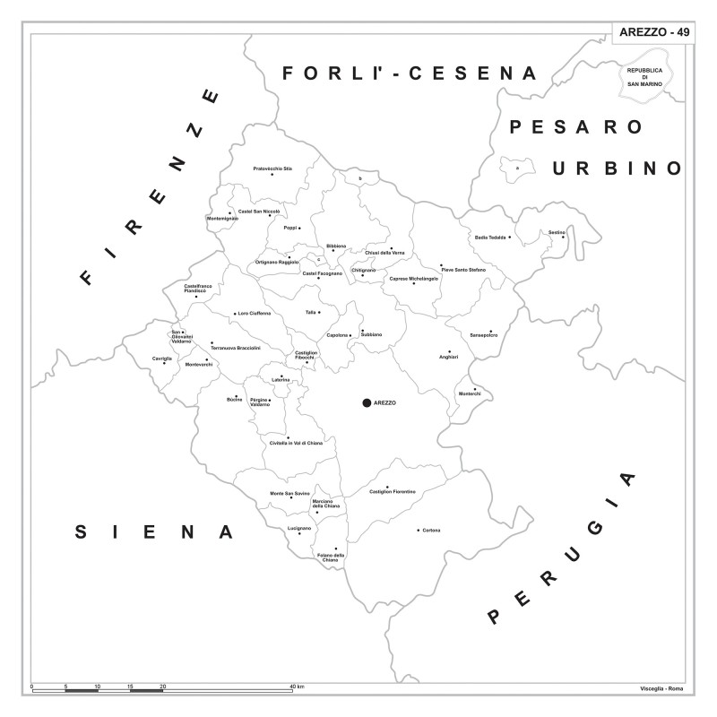 Carta della provincia di Arezzo