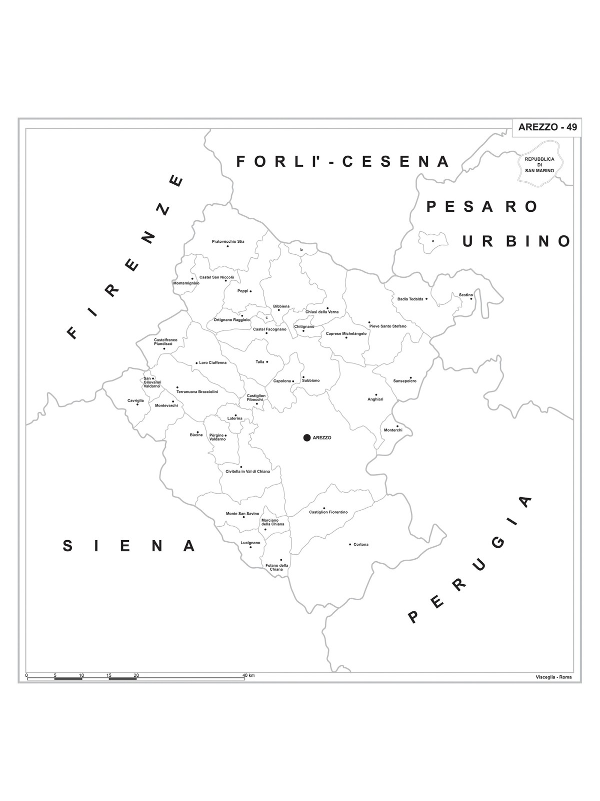 Map of Abruzzo with postal codes