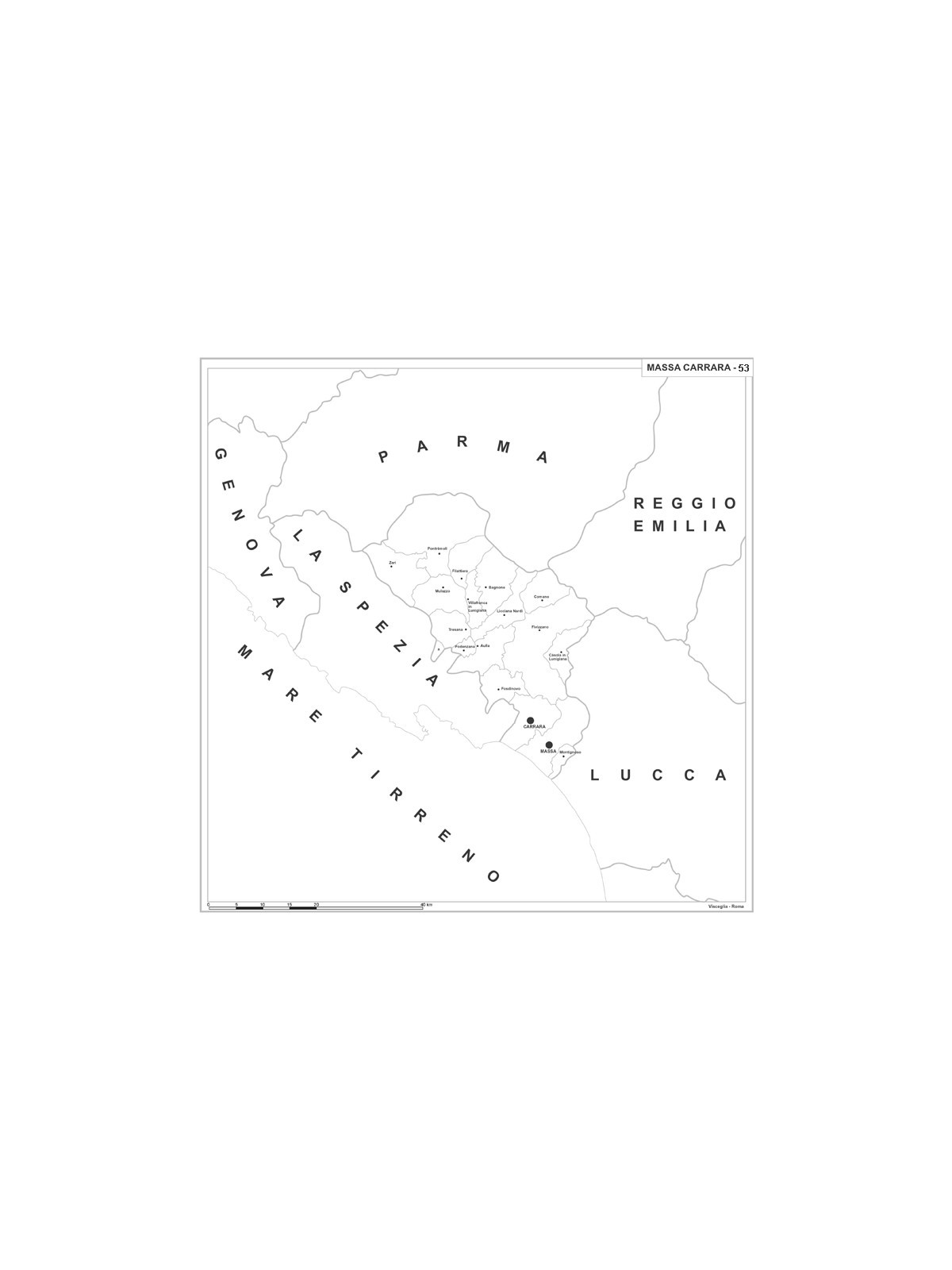 Carta della provincia di Massa Carrara
