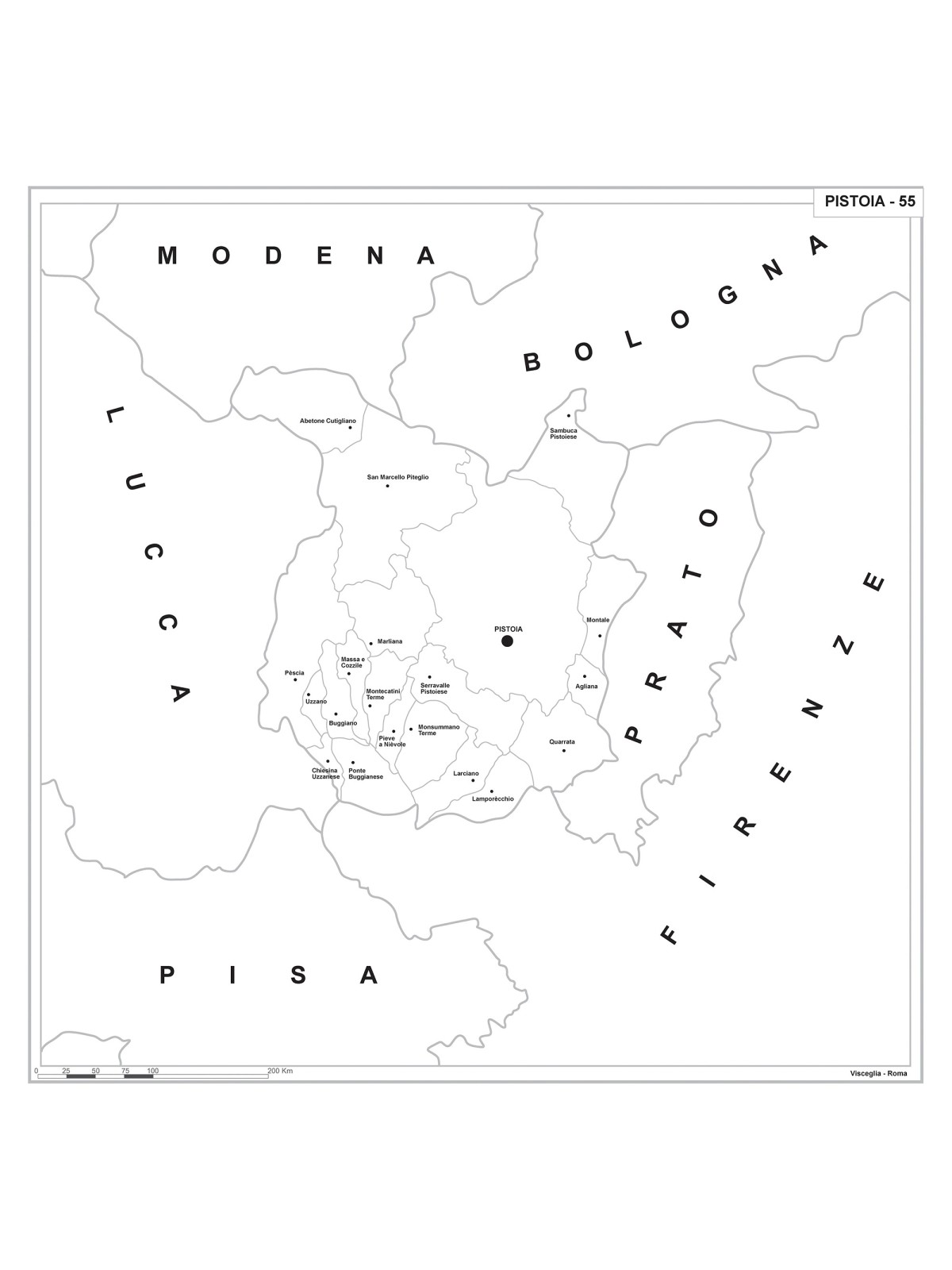 Map of Abruzzo with postal codes