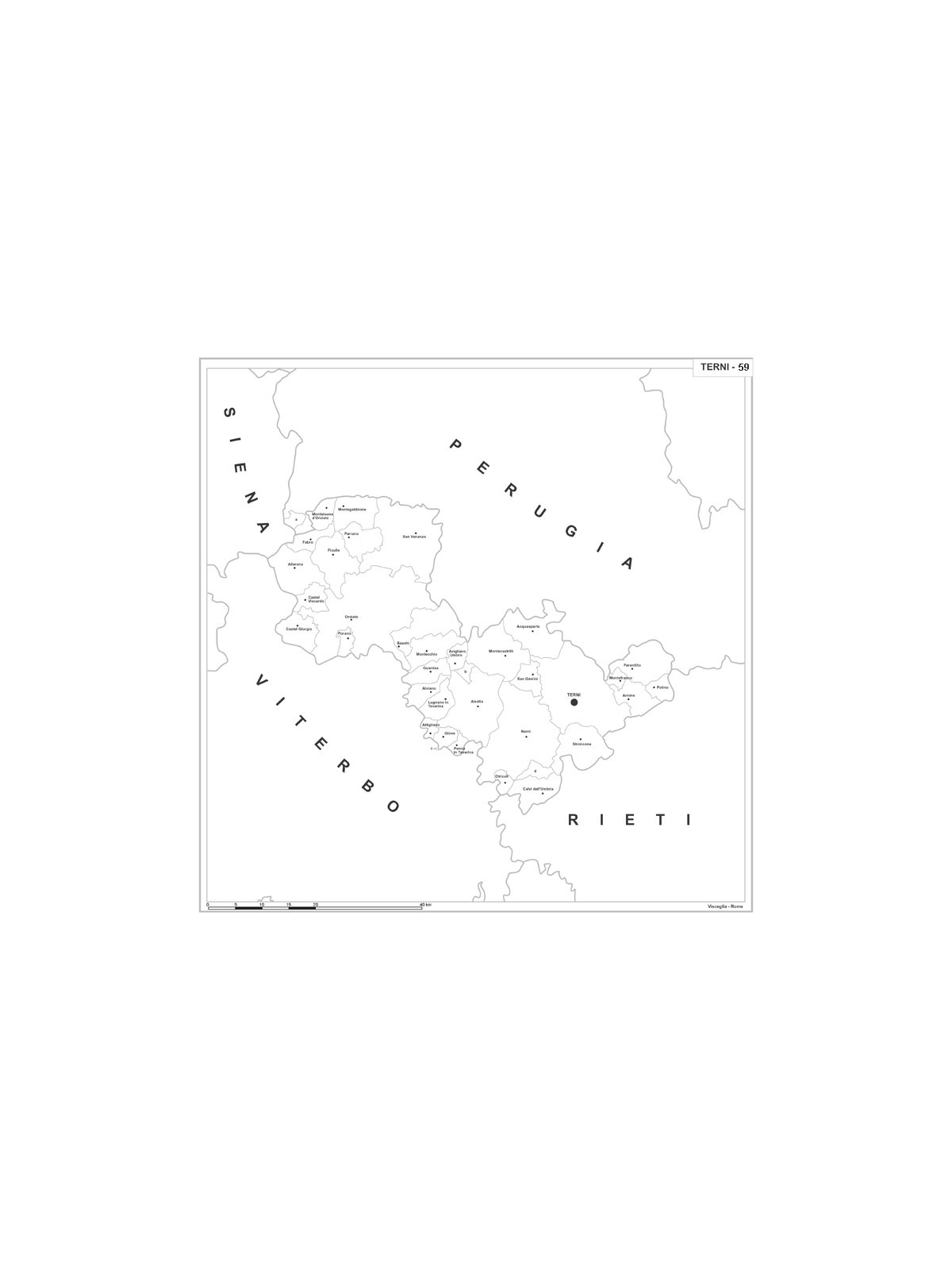 Carta della provincia di Terni