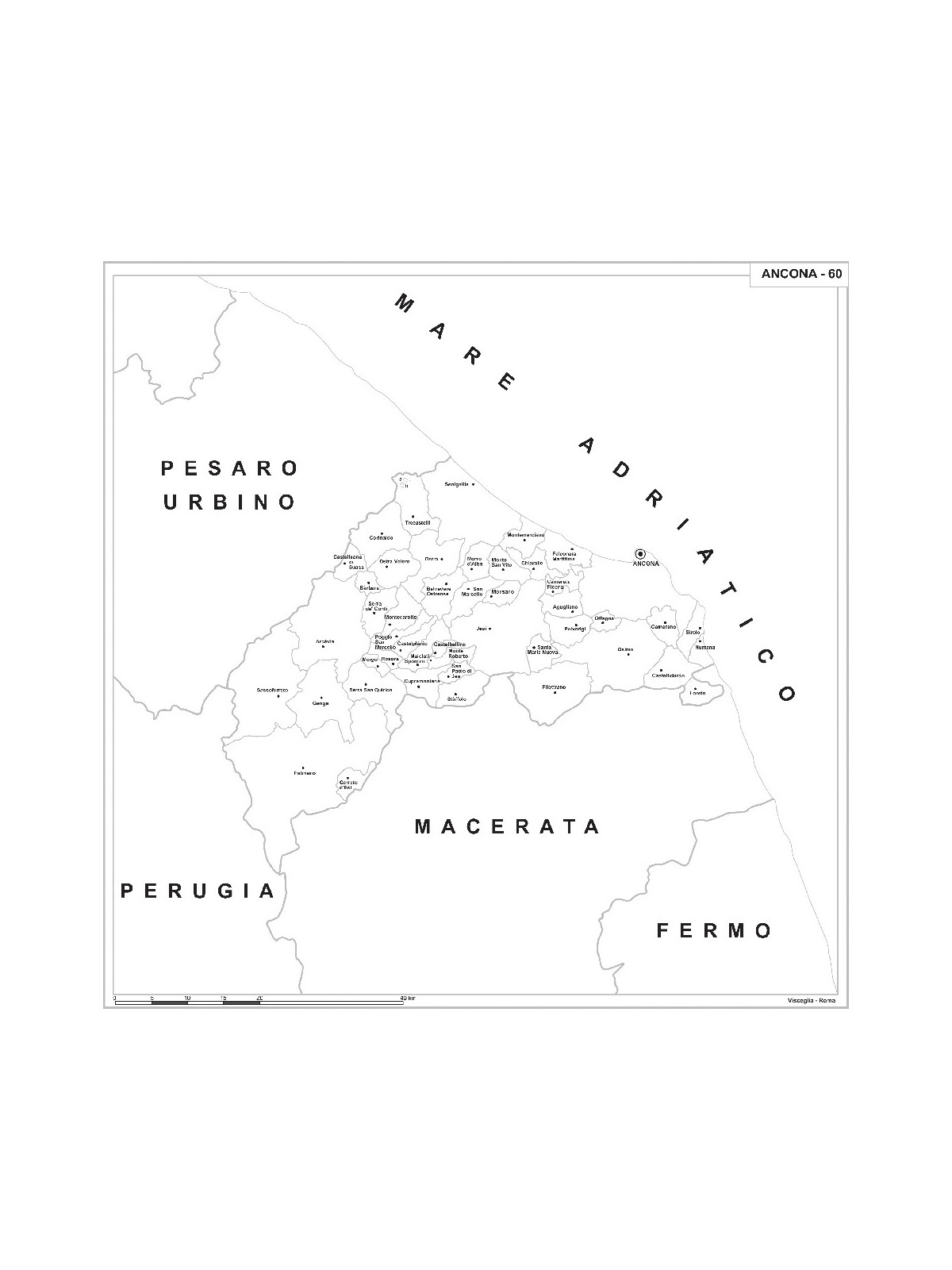Map of Abruzzo with postal codes