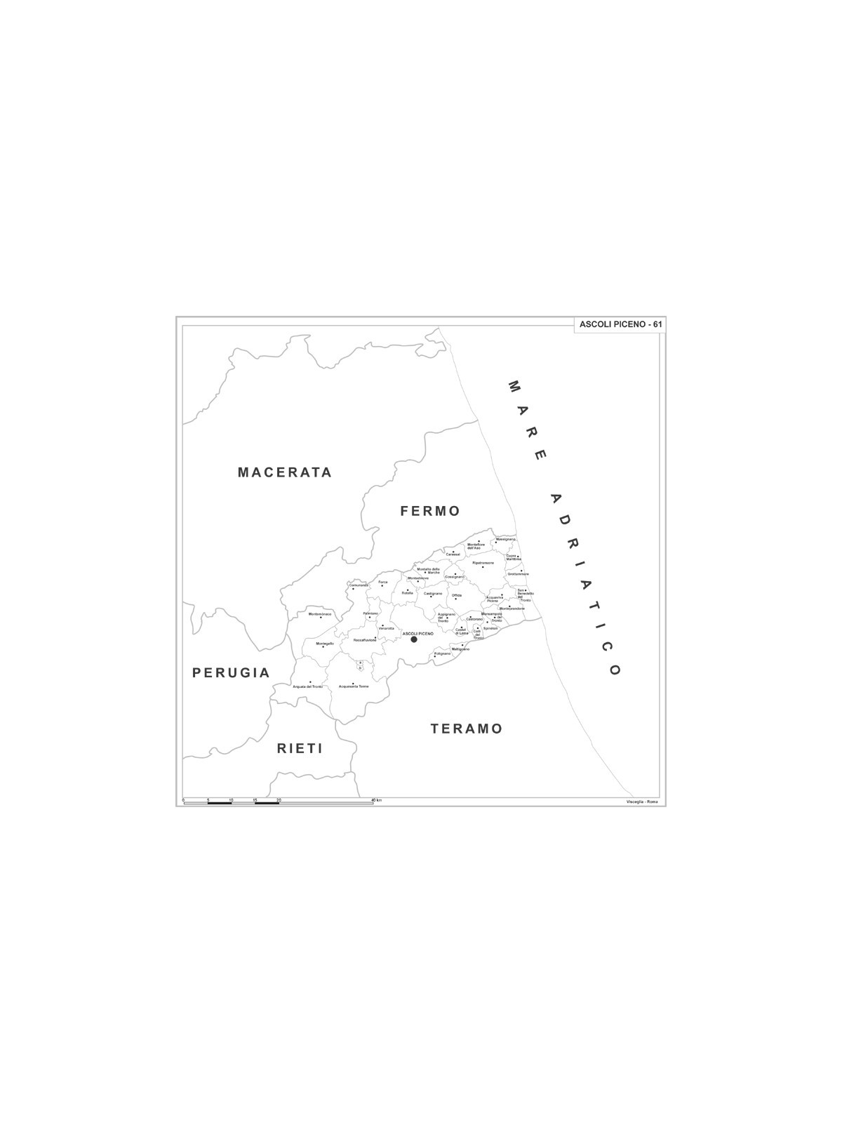 Map of Abruzzo with postal codes